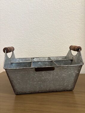 Magnolia Home Galvanized Organizer Caddy with Wood Handles - Gray